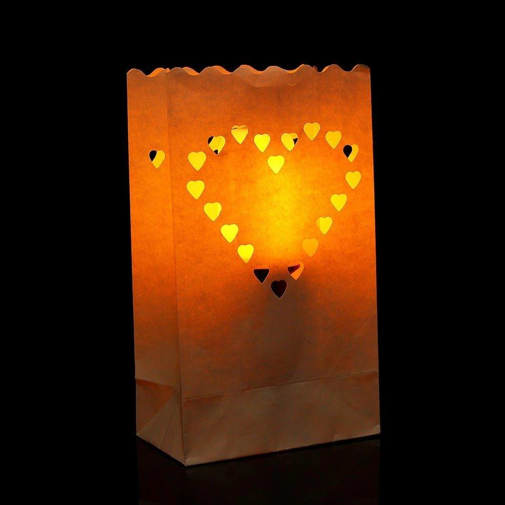 Big Heart Pattern Tea Light Candle Bag - Christmas Trees USA
