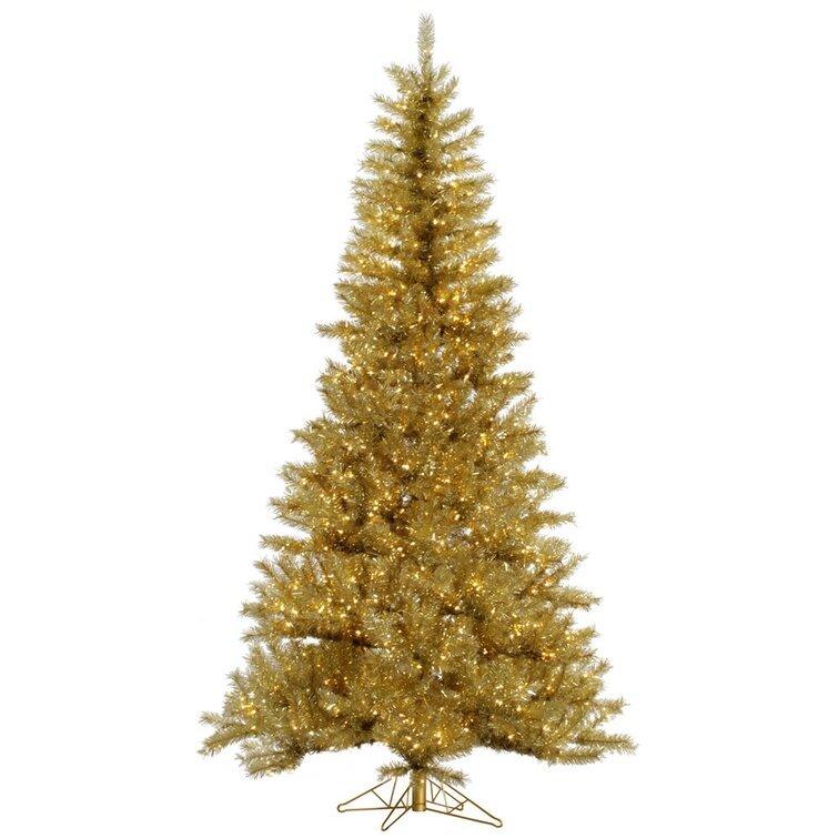Champagne Gold And Silver Tinsel Artificial Christmas Tree - Christmas Trees USA