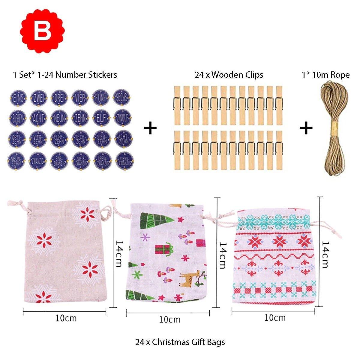 Christmas Cotton Linen Hanging Advent Calendars - Christmas Trees USA