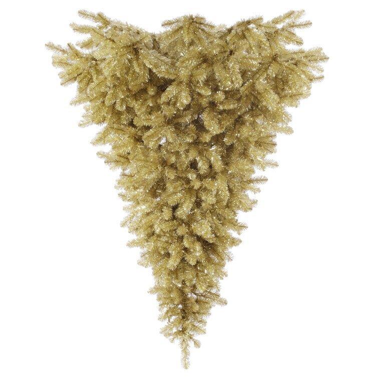 Champagne Upside Down Half Tree For Christmas - Christmas Trees USA