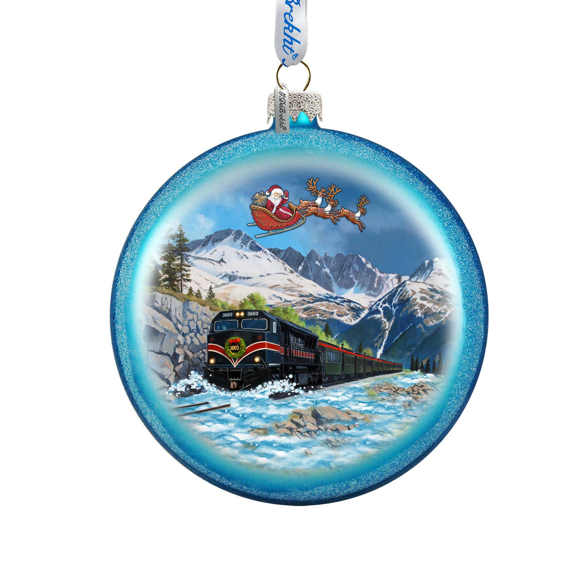 Alaska Railroad Christmas Glass Ornament