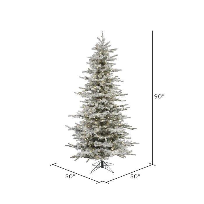 7.5' Lighted Artificial Fir Christmas Tree with 700 Warm White LED Lights & Footswitch - Christmas Trees USA