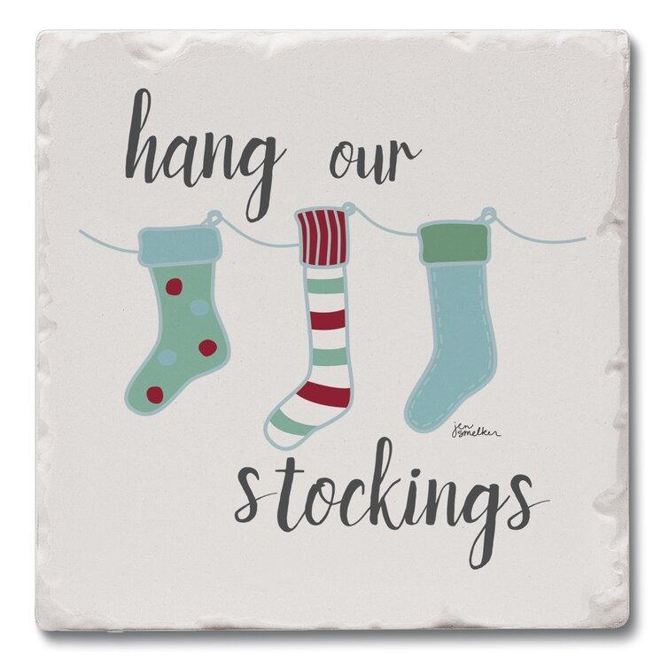 Absorbent Stone Beverage Coasters Set of 4 with Cork Backing - Christmas Trees USA