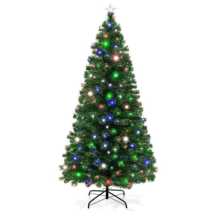 Artificial Fir Christmas Tree With Fiber Optic Lights - Christmas Trees USA