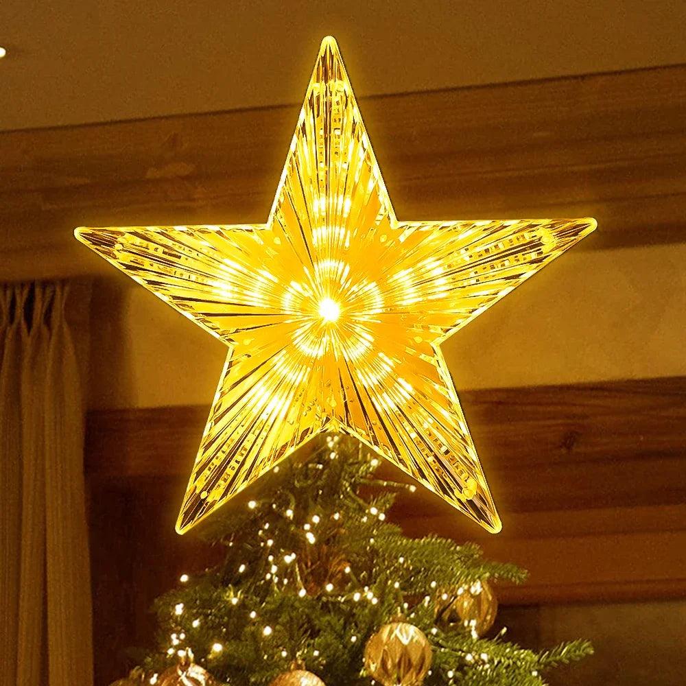 Christmas Tree Top 3D Five-Point Star