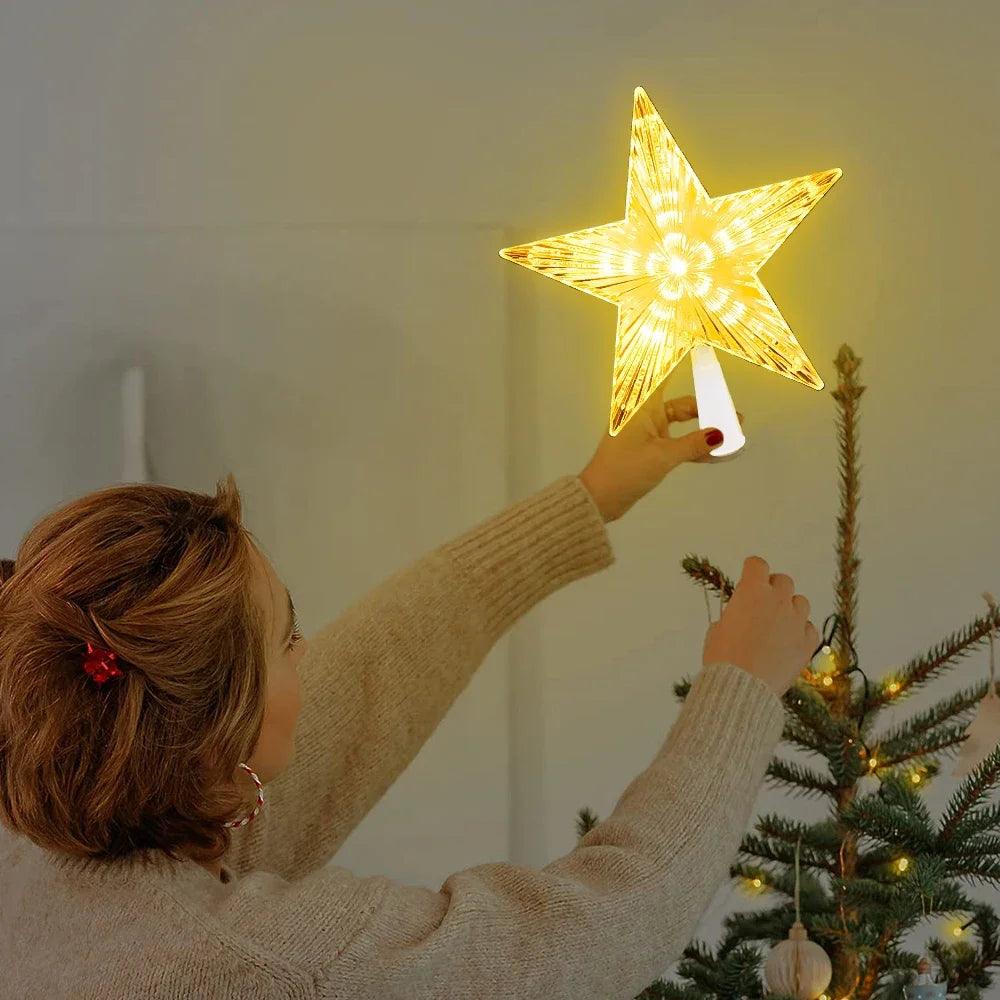 Christmas Tree Top 3D Five-Point Star