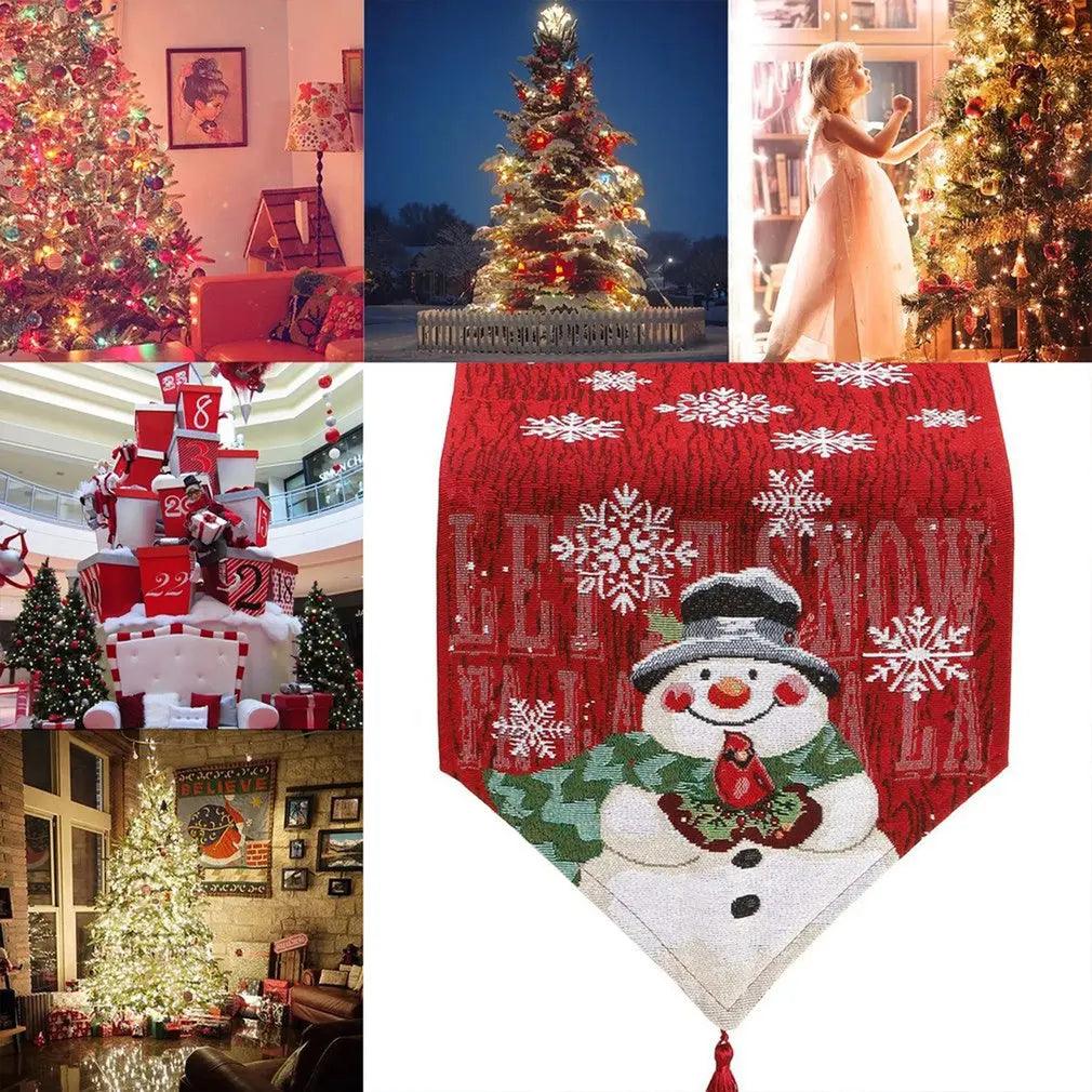 Red Snowflake Christmas Table Runner, 69 × 13 in