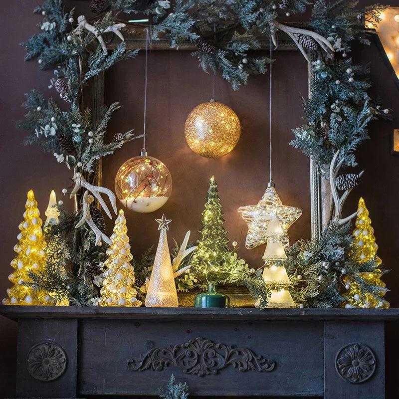 Christmas Tree Glass Night Light for Home Xmas