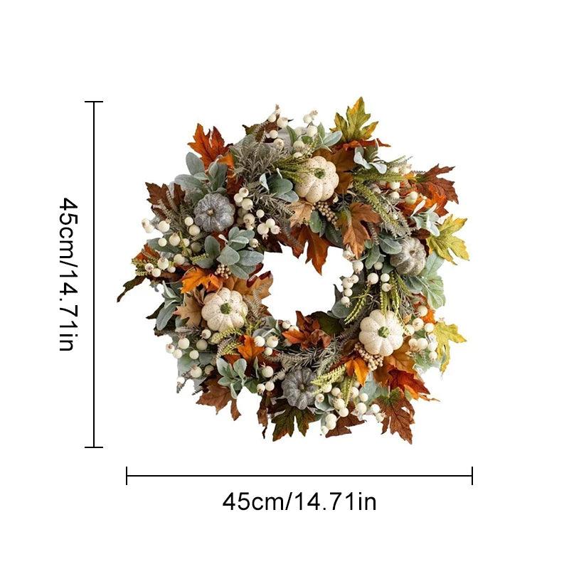 Fall Pumpkin Berry Maple Leaf Artificial Wreath