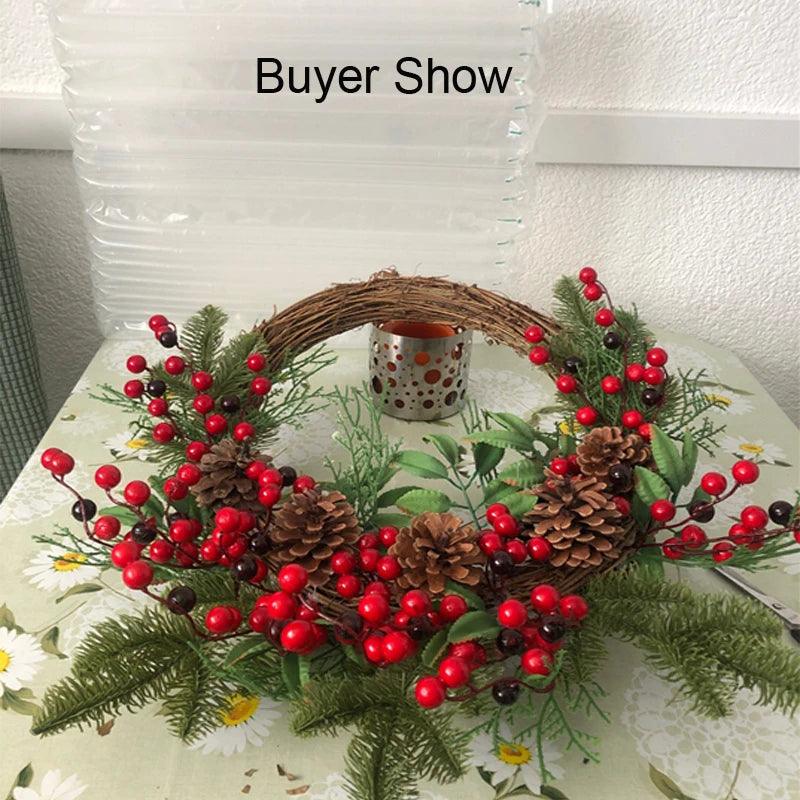 50 × 45 cm Artificial Pine, Berry & Pine Cone Christmas Wreath