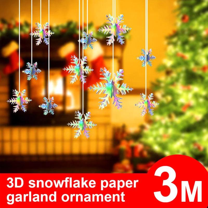 Snowflake Pendant Glittering 3d Party Christmas Tree Hanging