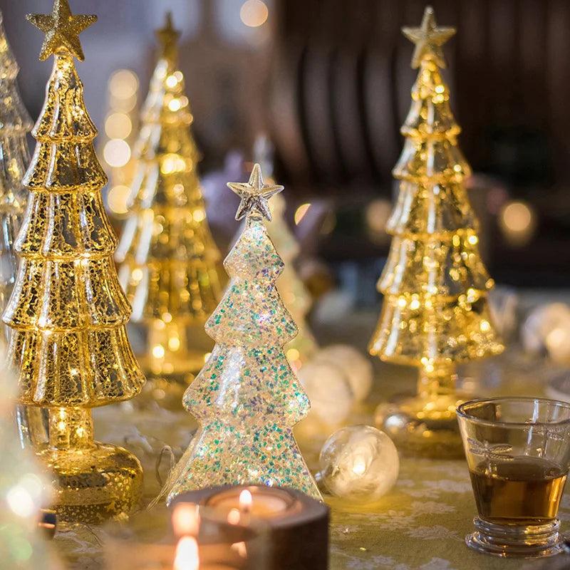 Christmas Tree Glass Night Light for Home Xmas
