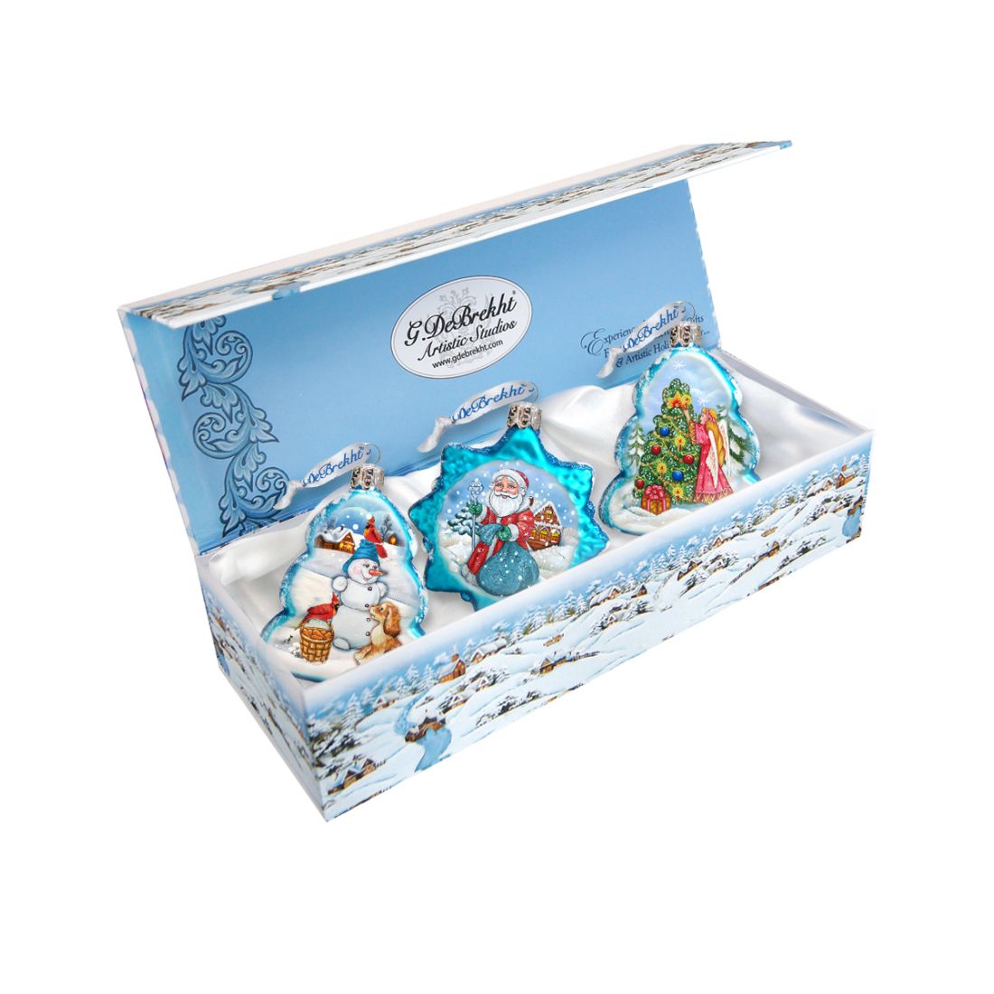 Christmas Mercury Glass Ornaments Set of 3