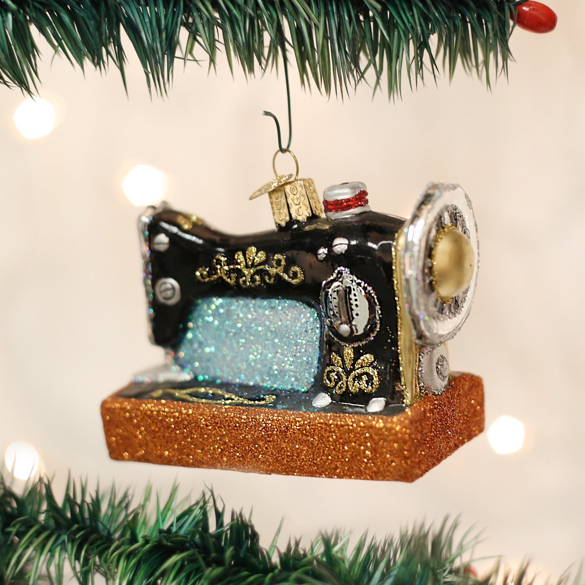 Old World Christmas Sewing Machine Glass Blown Ornament