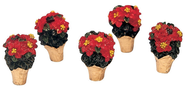 Poinsettias for Christmas Village - Set of 5