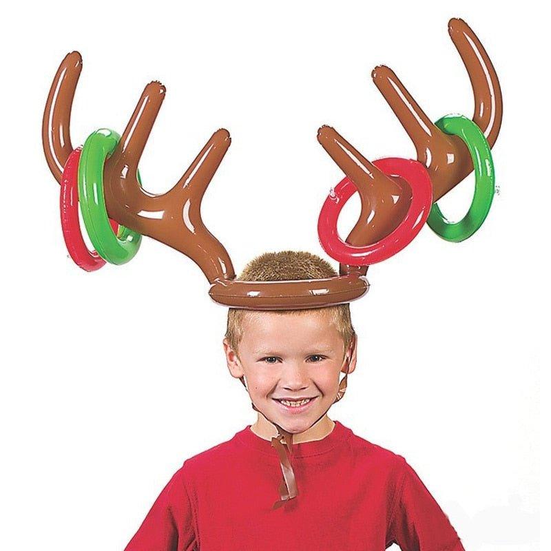 Christmas Game Inflatable Reindeer Antler Hat Ring - Christmas Trees USA