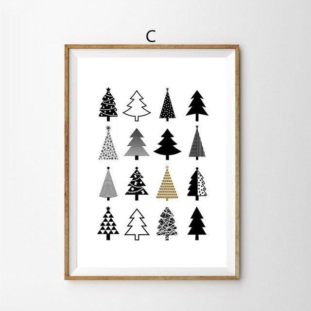 Christmas Decor Picture Letters Home Decor Nordic Canvas Painting - Christmas Trees USA