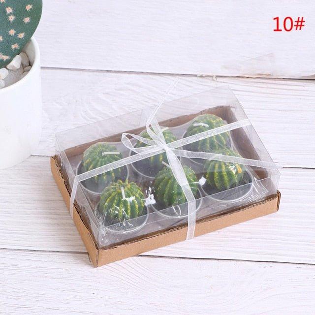 3D Cactus Tealight Candle Set - Eco - Friendly Gift, 6 Designs - Christmas Trees USA