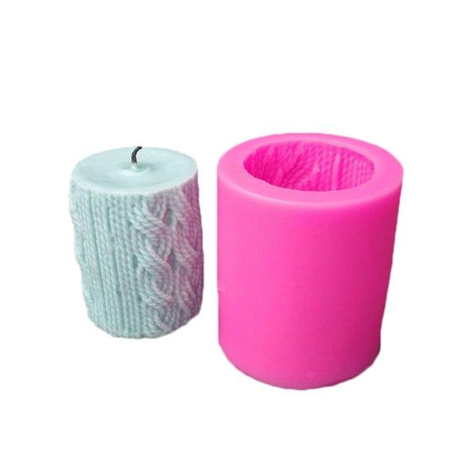 3D Knitted Wool Cylinder Silicone Candle Mold - DIY Craft & Soap Mold - Christmas Trees USA