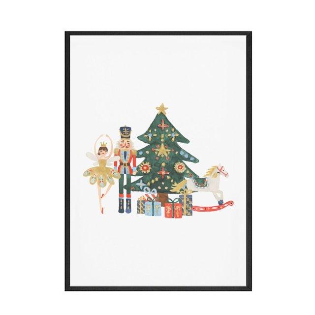 Cartoon Nutcracker Painting Christmas Wall Art - Christmas Trees USA