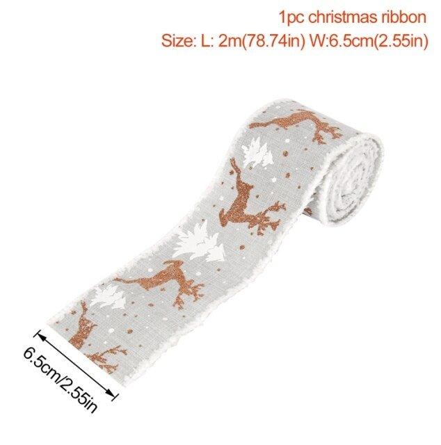 Christmas Burlap Fabric Ribbon Ornament - Christmas Trees USA