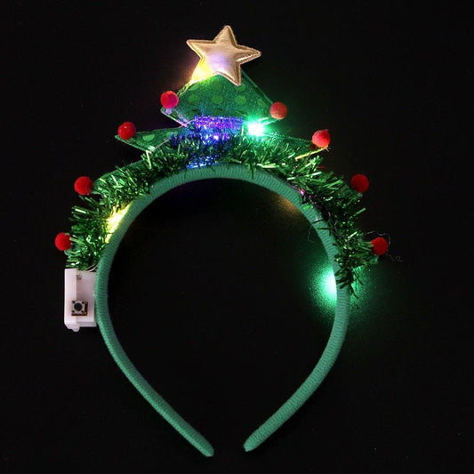 Blinking Green Christmas Tree Headband - Christmas Trees USA