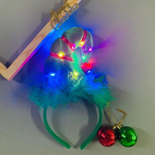 Blinking Green Christmas Tree Headband - Christmas Trees USA