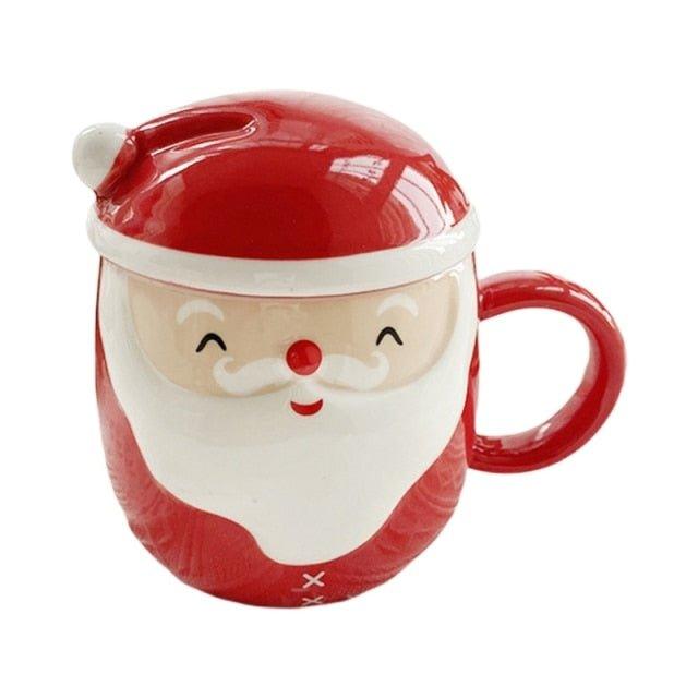 Cartoon Santa Claus Coffee Mugs Ceramic Mug Travel Cup - Christmas Trees USA