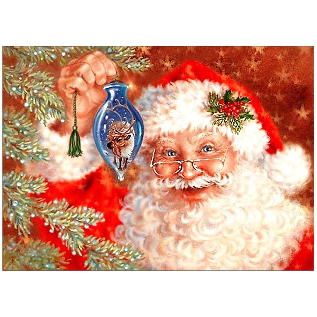 5D Santa Claus Diamond Painting Kit for DIY Home Decor - Square Resin Rhinestones - Christmas Trees USA