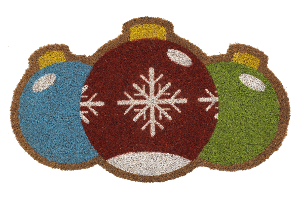 Christmas Coir Doormat - Ornament Trio