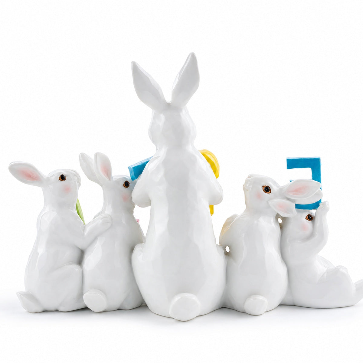 Wooden-Style Easter Bunny Figurine - 8.7" Tall Spring Letter Mantel Decor