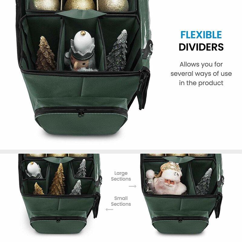 "Christmas Ornament Storage Box - 64 Slots, Durable Canvas Organizer, Red & Green"