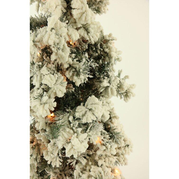 Snowy Alpine Evergreen Artificial Christmas Tree With 185 LED