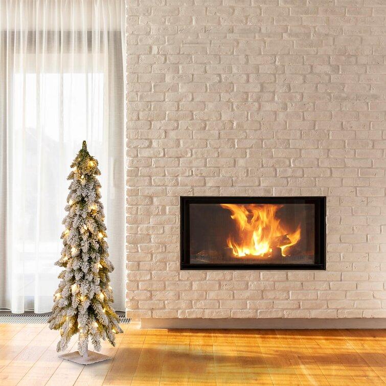White Artificial Christmas Fir Trees With 50 Clear LED