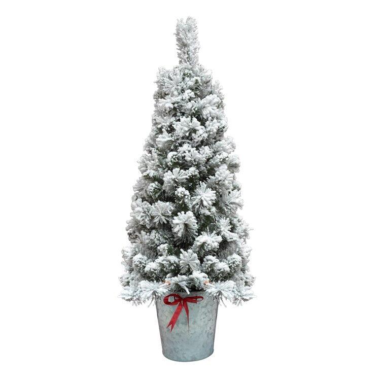 Snowy Green Artificial Christmas Tree With 35 Clear Lights
