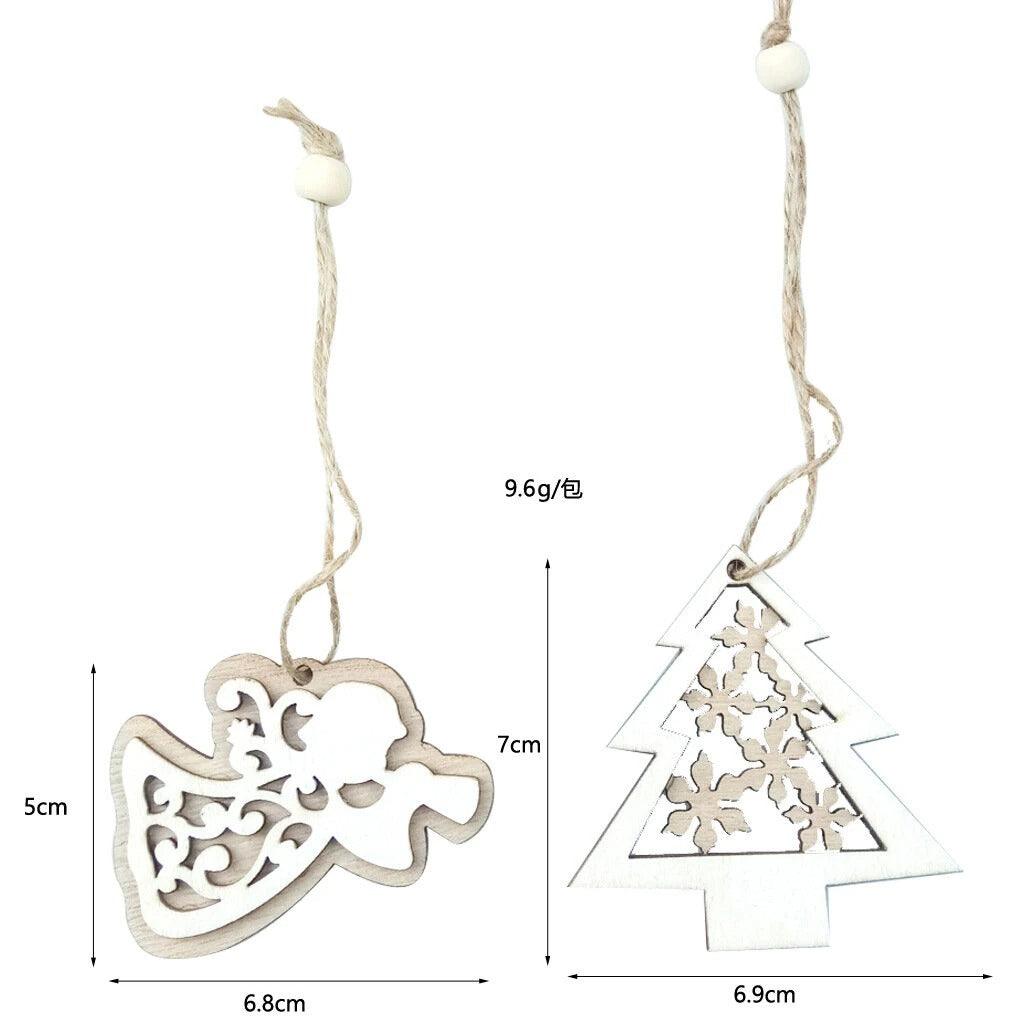 Natural Wooden Christmas Tree Pendants