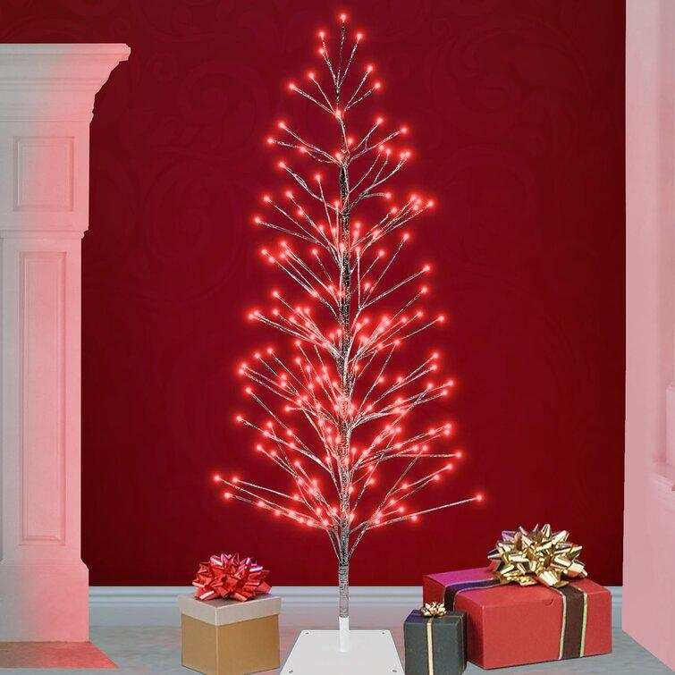 Silver Cedar Artificial Christmas Tree With 180 LED Red Lights