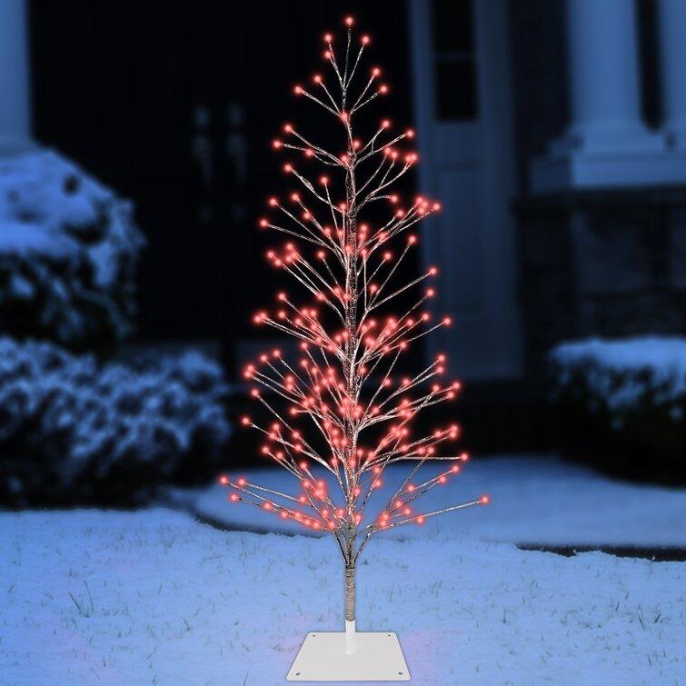 Silver Cedar Artificial Christmas Tree With 180 LED Red Lights