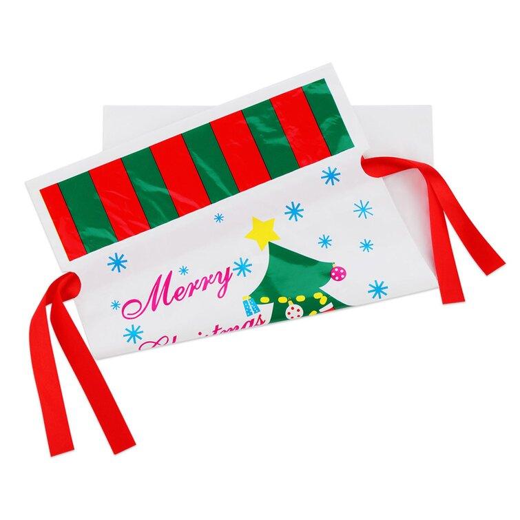 Christmas Ornament Organizer Drawstring Gift Bags – Set of 6 Multicolor PVC Bags