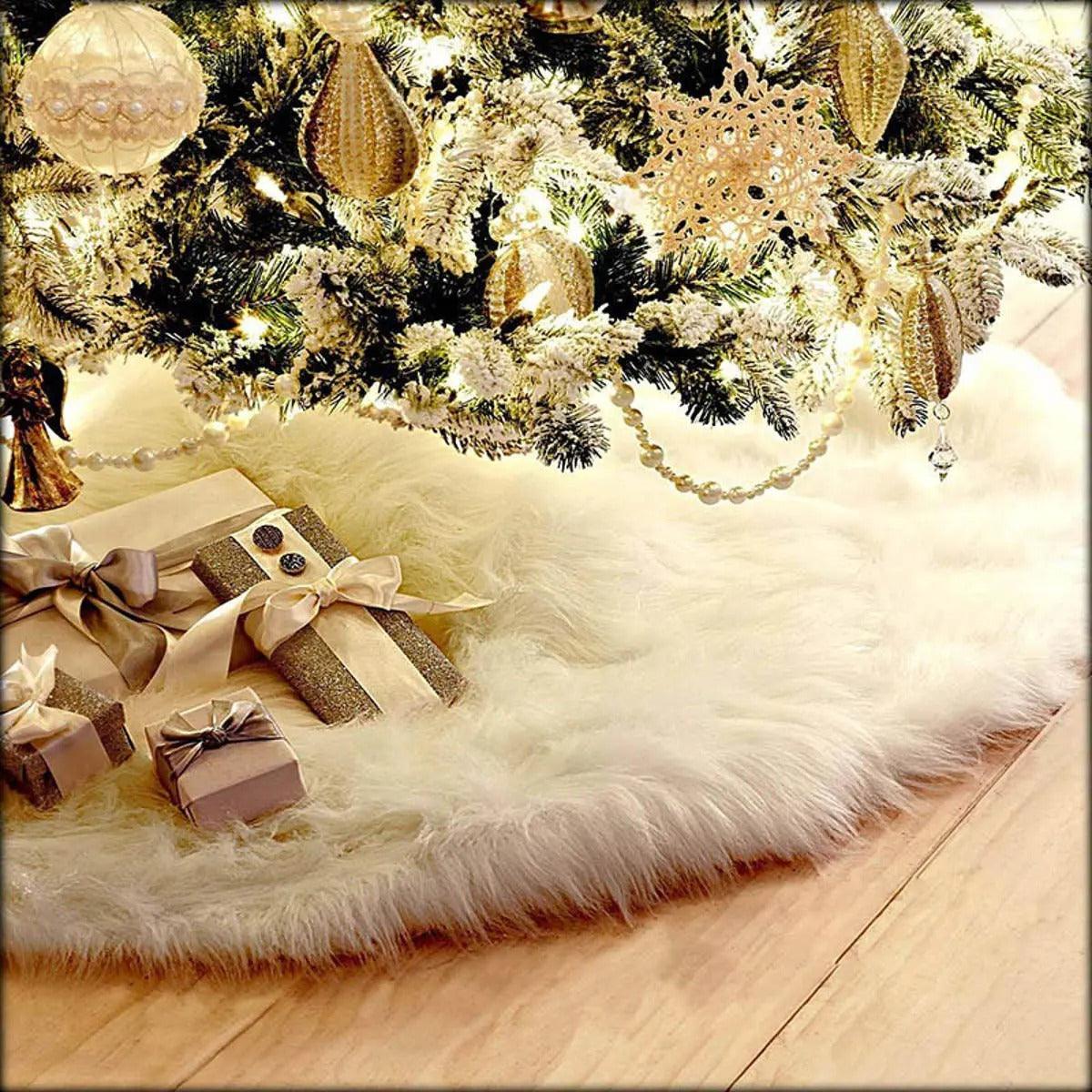 Snowy Plush Christmas Tree Floor Mat