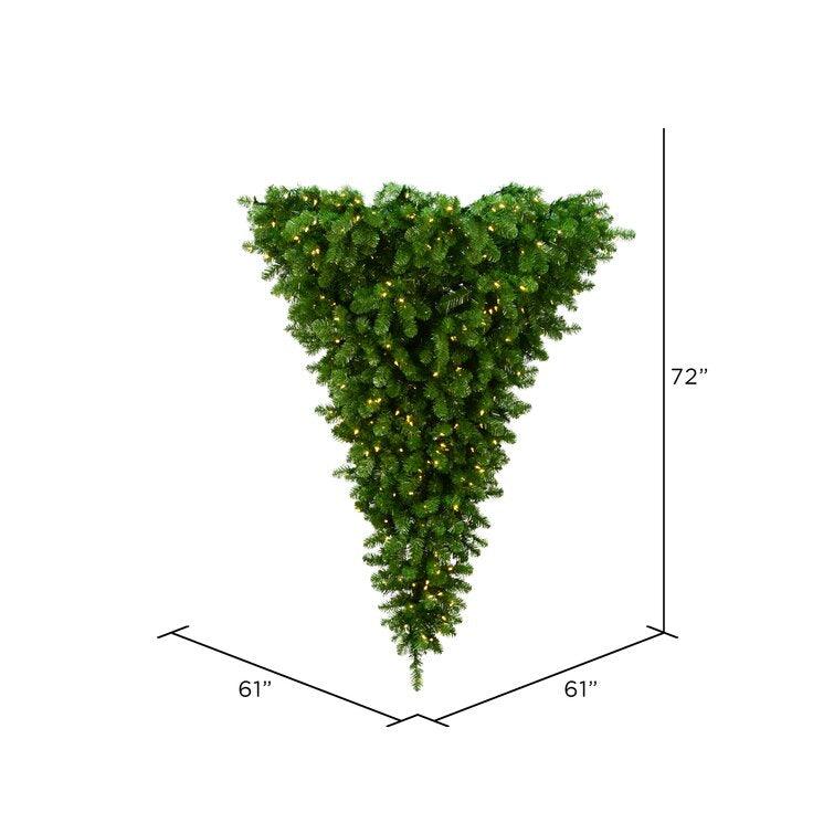 Green Upside Down Artificial Christmas Tree With 600 LED Lights