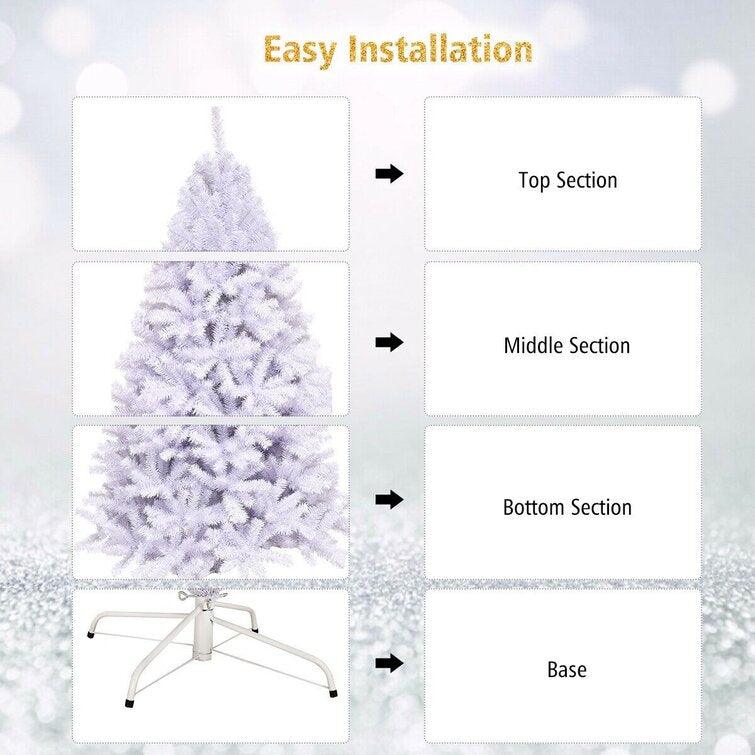6' White Pine Artificial Christmas Tree – PVC, Iron Base with 1000 Branch Tips