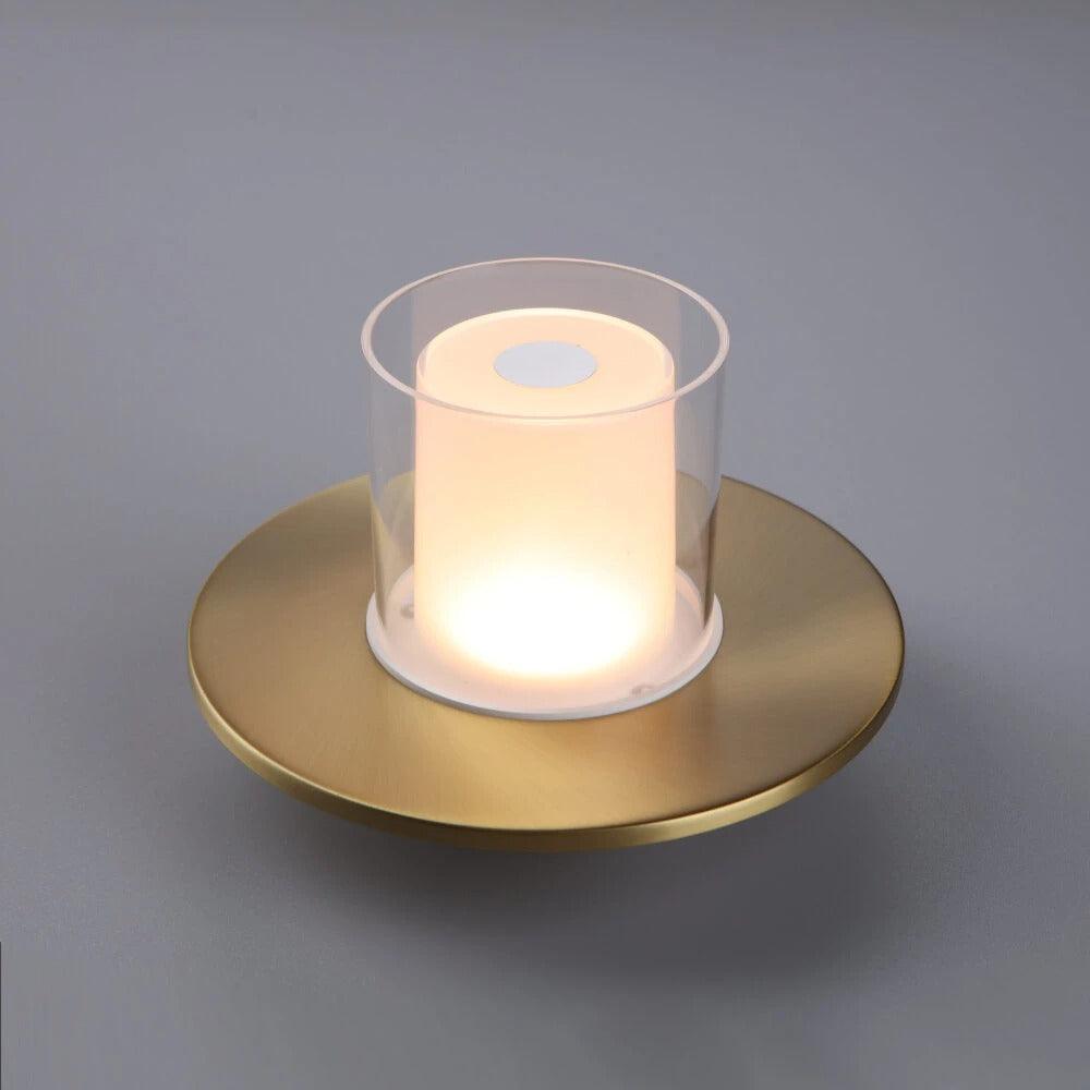 Tubicen CANDLE T140003-TC Brass Flameless LED Candle Table Light 2000mAh Rechargeable Battery Operated Lamp