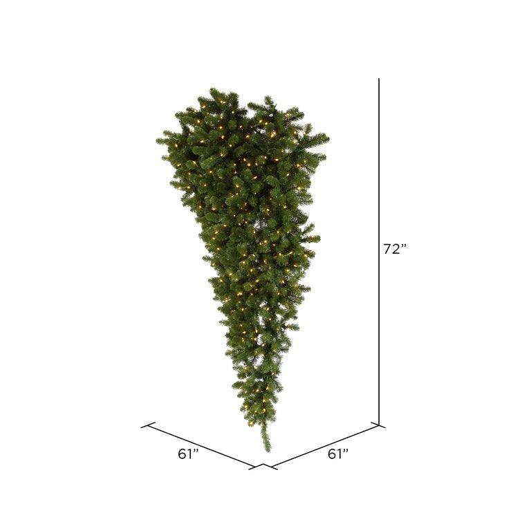 Upside Down Green Artificial Christmas Tree With 600 LEDs