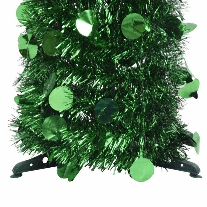 Green Tinsel Christmas Tree | Lightweight & Collapsible | 4-6ft
