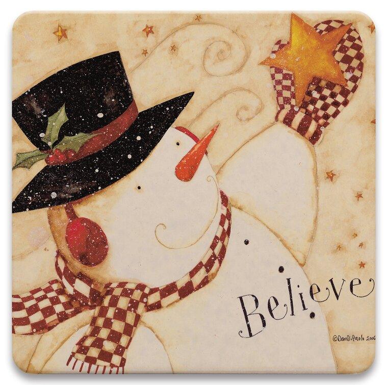 Snowman Printed Tabletop Drink Coasters