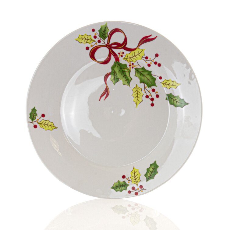 Holiday Ribbon 12 Piece Dinnerware Set, Service for 4
