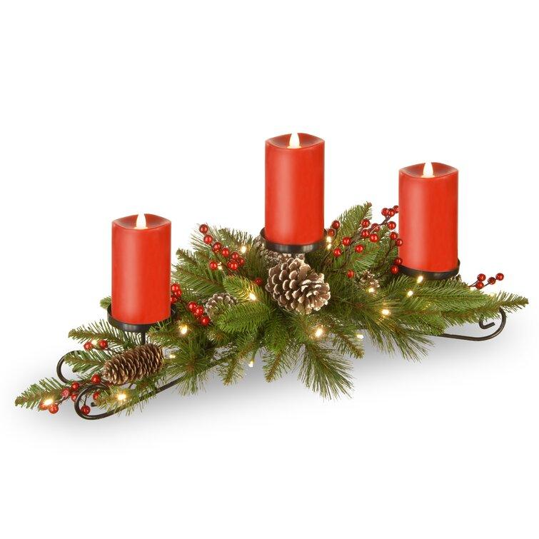 Bristle Mixed Candelabrum - Pre-Lit Holiday Centerpiece | Christmas Trees USA