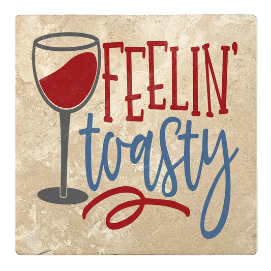 Feeling Toasty Absorbent Stone Holiday Christmas Drink Coasters (Set of 4)