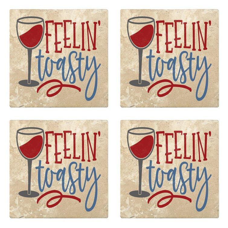 Feeling Toasty Absorbent Stone Holiday Christmas Drink Coasters (Set of 4)